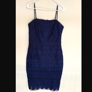 Navy lace/ crochet midi Dress. PERFECT CONDITION. Worn once. Very flattering